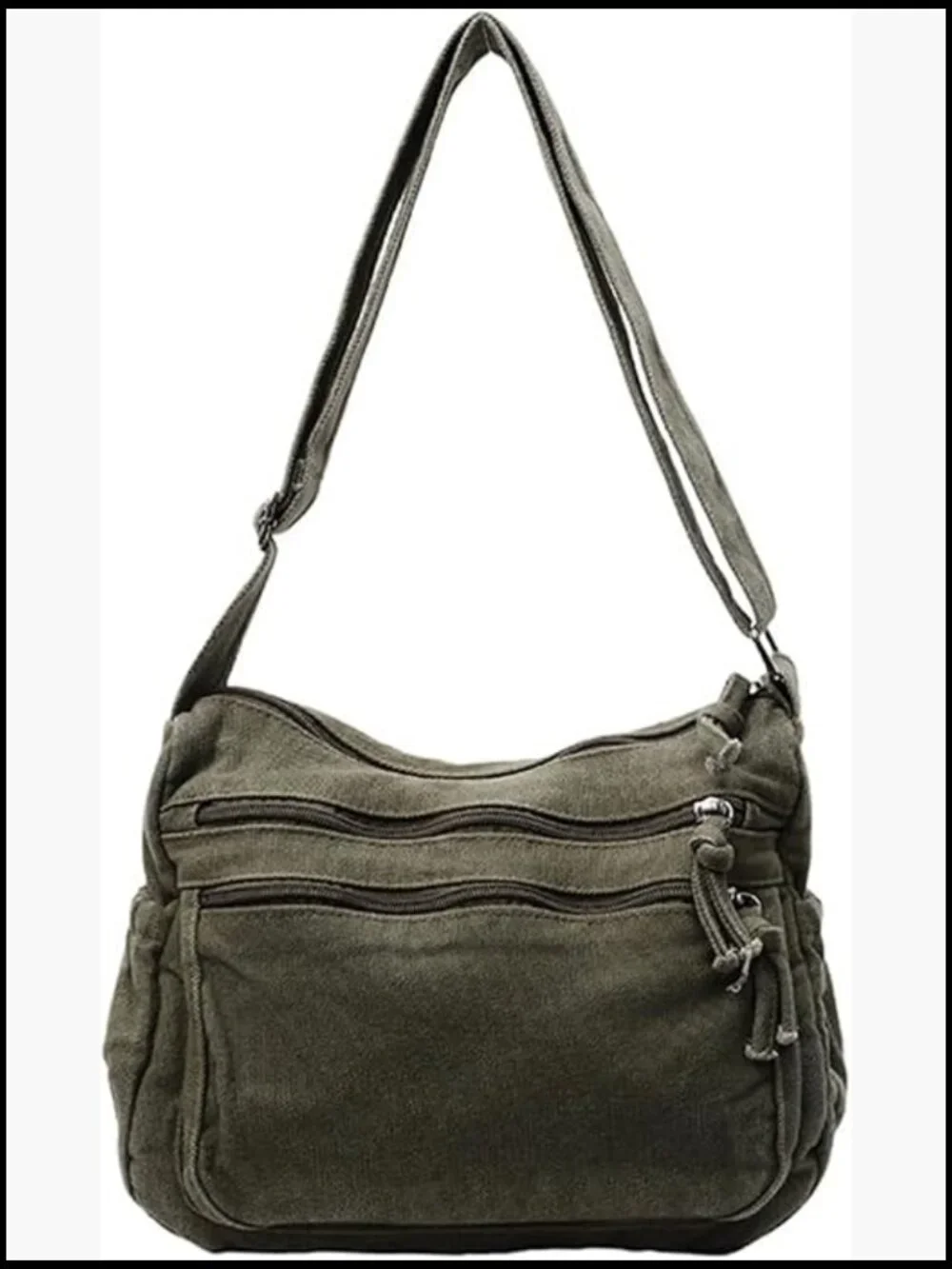 Canvas Shoulder Bag Slouchy Purse Crossbody Casual Work Commute Tote Hobo